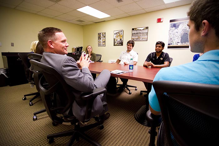 Featured Image for Alumnus Texas Instruments Executive Meets with Student-Athlete Engineers He’s Committed to Support