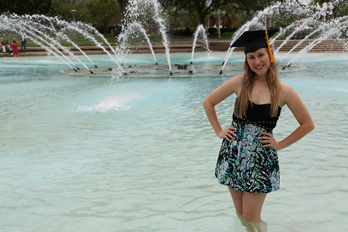 "Graduating with my bachelor's from UCF has been a dream of mine since high school," says Sarah Sacra, '13, who is currently pursuing her master's degree at UCF. 