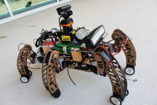 Photo of six-legged surveillance robot