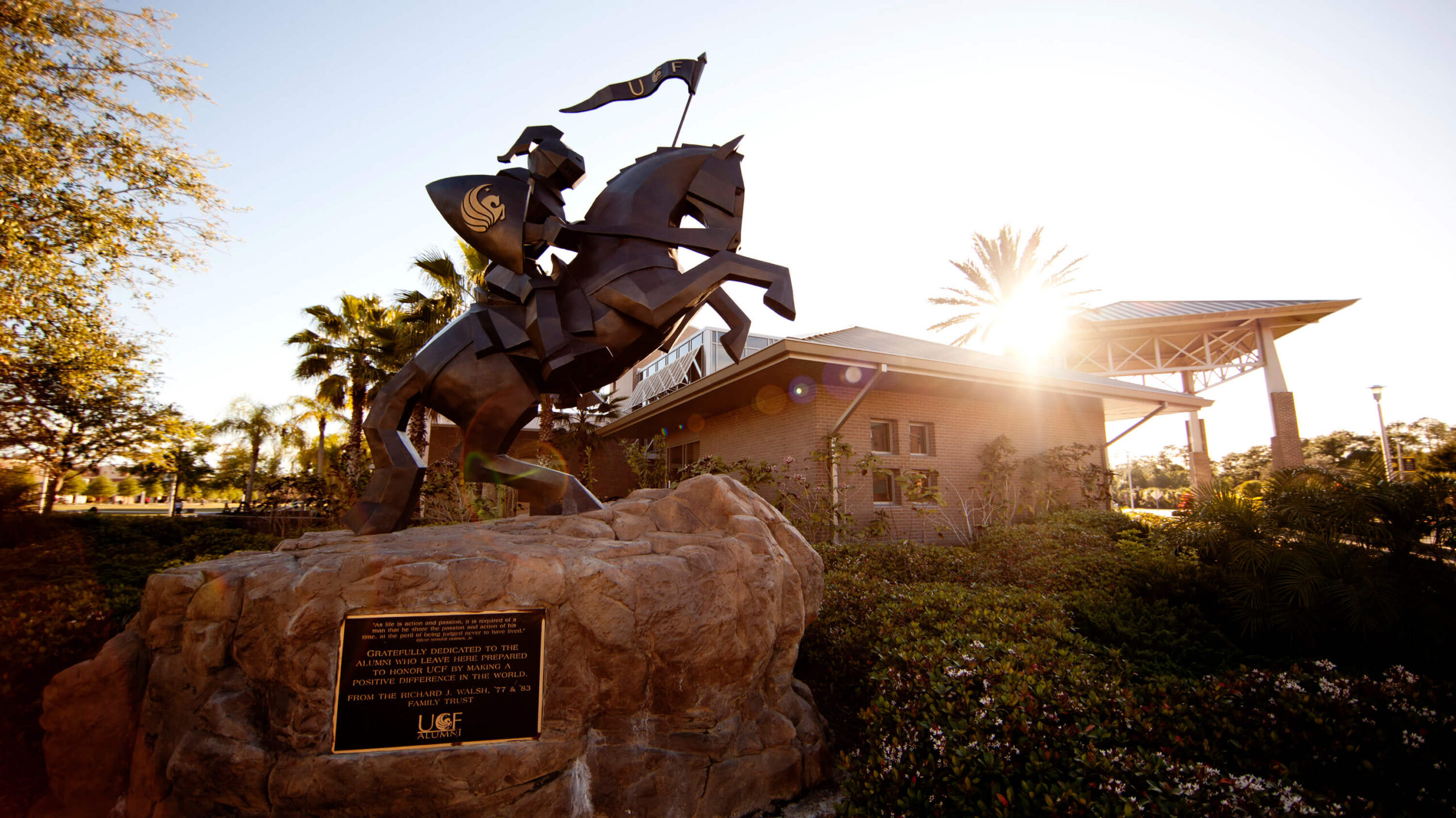 UCF Alumni Building and Victory Knight Statue