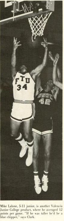 Alum Michael Lalone '72 in FTU basketball game