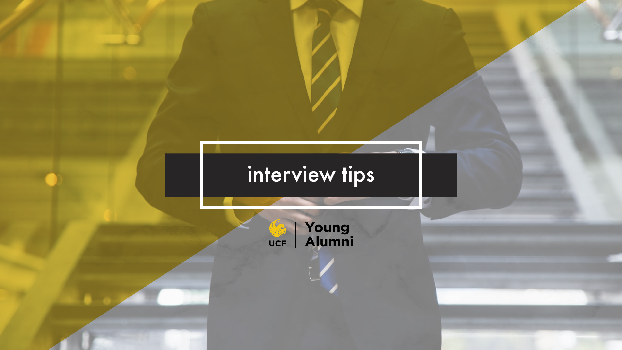Image of professionally-dressed man with text that reads: interview tips
