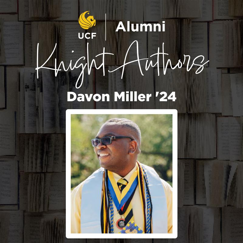 Knight Author Graphic with the author name of Davon Miller '24 and author headshot.