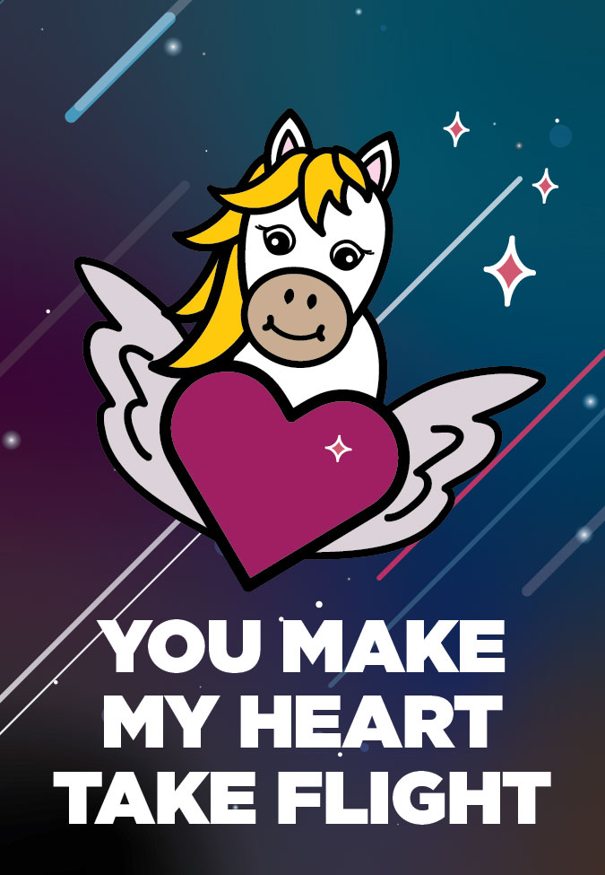 Valentine's image of Pegasus in space