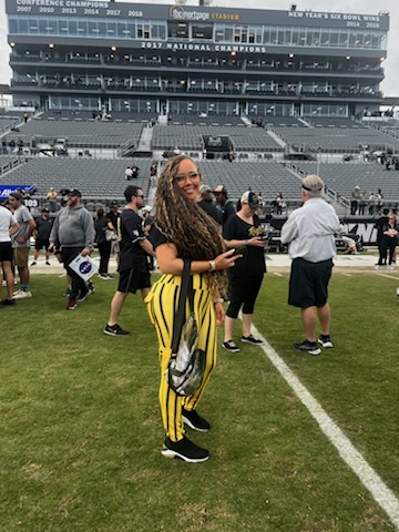 woman on football field