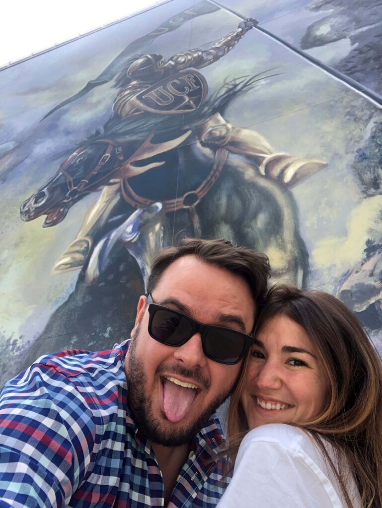 man and woman being silly