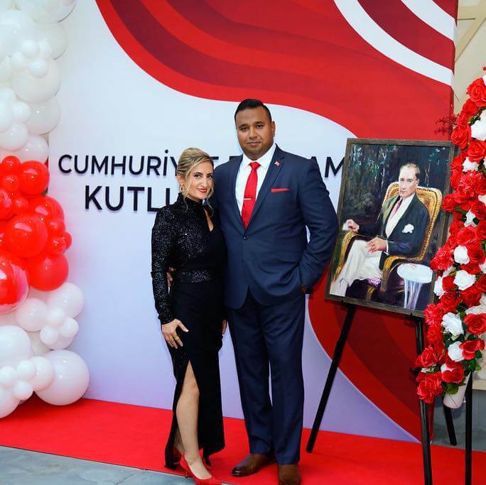 man and woman at event