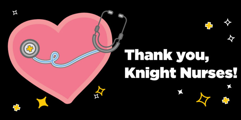 Thank You Knight Nurses with those words next to a heart and a stethoscope.