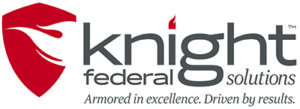 Knight Federal Solutions logo with red shield emblem and gray wordmark, tagline: "Armored in excellence. Driven by results."