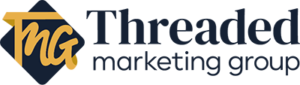 Logo with gold MG initials on a dark navy background.