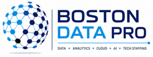 Boston Data Pro logo with a blue globe of connected nodes and the tagline Data Analytics Cloud AI Tech Staffing.
